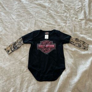 Harley-Davidson Infant Girl's Mesh Tattoo Sleeve Creeper